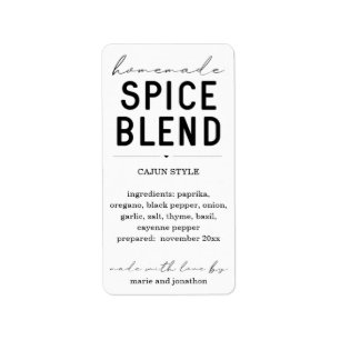 Personalised Homemade Spice Blend Jar Label
