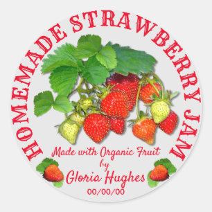 Personalised Homemade Strawberry Jam Custom Text Classic Round Sticker