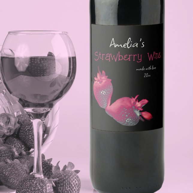 Personalised Homemade Strawberry Wine Wine Label (Creator Uploaded)