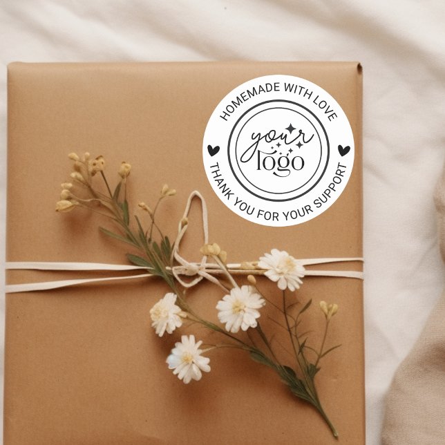 Personalised Homemade Thank you  Classic Round Sticker (handmade logo thank you for your support sticker
)