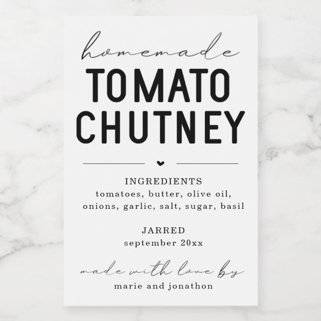Personalised Homemade Tomato Chutney Label (Single Label)
