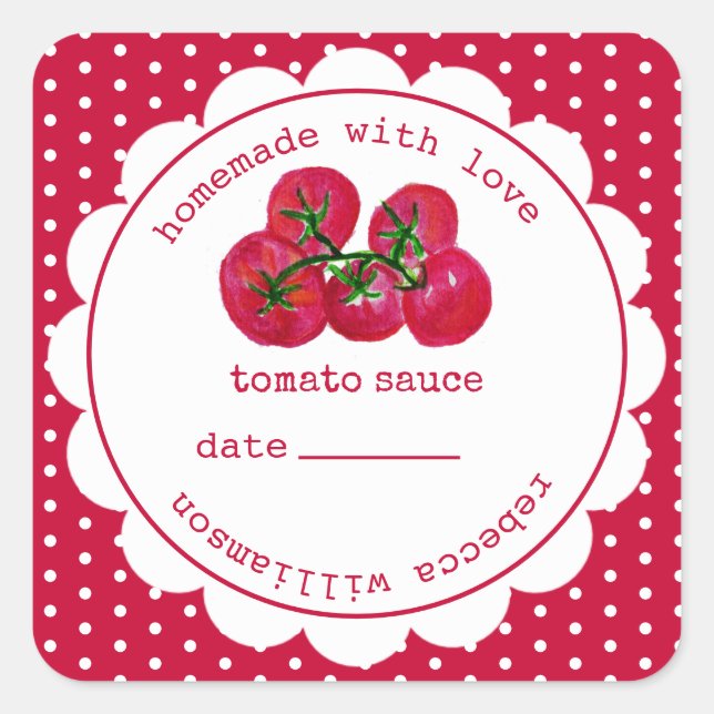Personalised  Homemade tomato sauce jar Square Sti Sticker (Front)