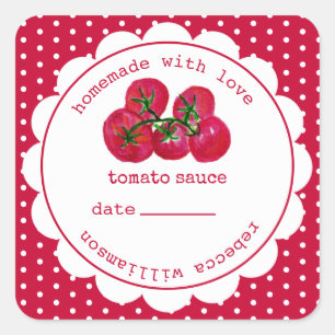 Personalised  Homemade tomato sauce jar Square Sti Sticker