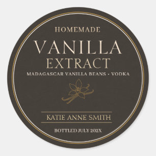 Personalised Homemade Vanilla Extract Brown Classic Round Sticker