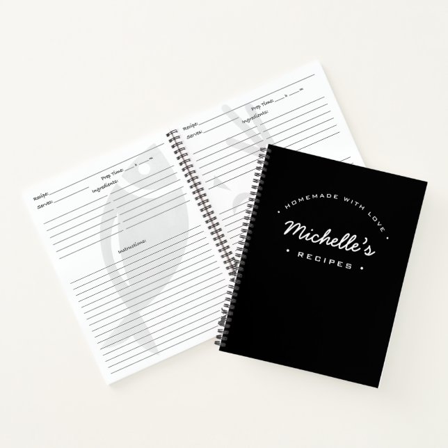 Personalised Homemade with Love Black Notebook (Inside)