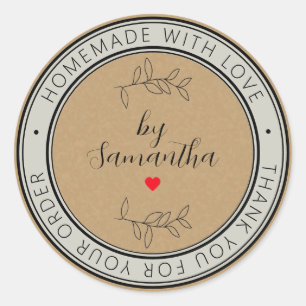 Personalised Homemade with Love Classic Round Sticker