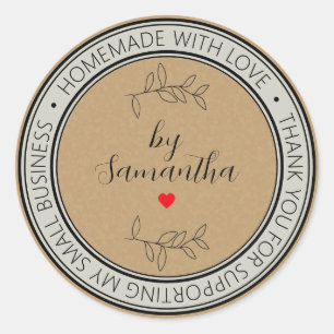 Personalised Homemade with Love Classic Round Sticker