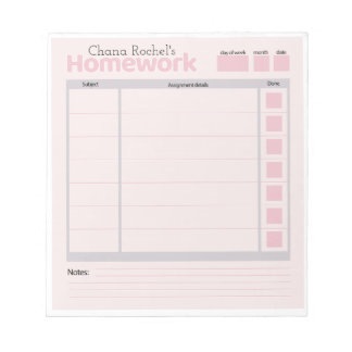 personalised homework pad