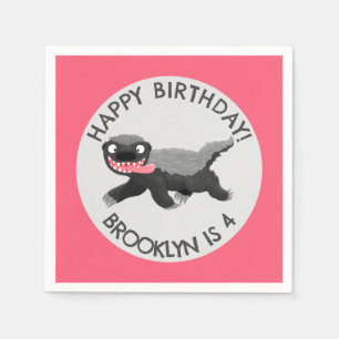 Personalised honey badger cartoon birthday napkin
