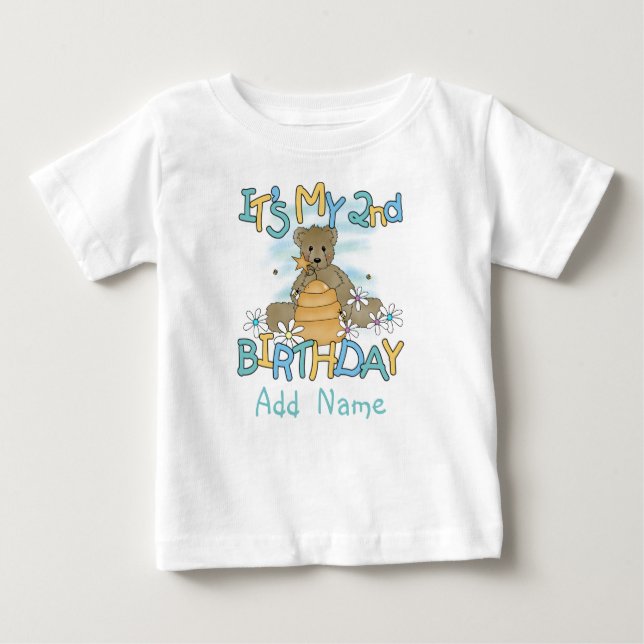 Personalised Honey Bear 2nd Birthday Tshirt (Front)