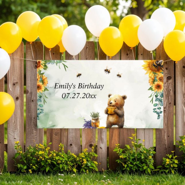 Personalised Honey Bear Birthday  Banner (Creator Uploaded)