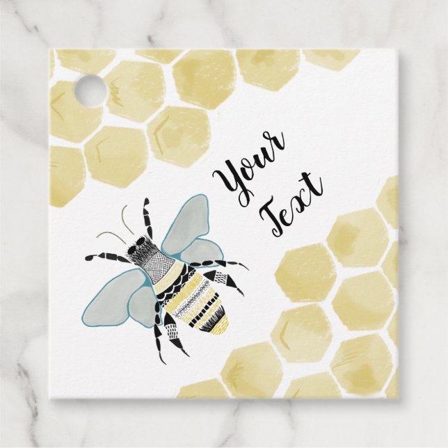 Personalised Honey Bee Favour or Gift Tag (Front)