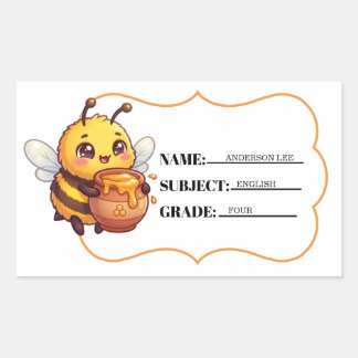 Personalised Honey Pot Bee School Name Tag Sticker