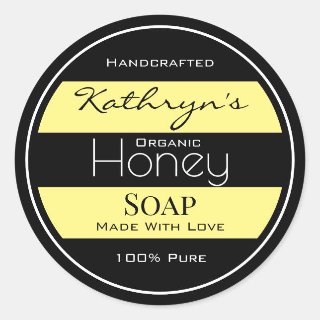 Personalised Honeybee Classic Round Sticker (Front)