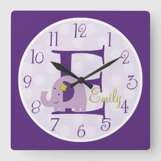 Personalised Hopscotch Lavender Elephant Clock
