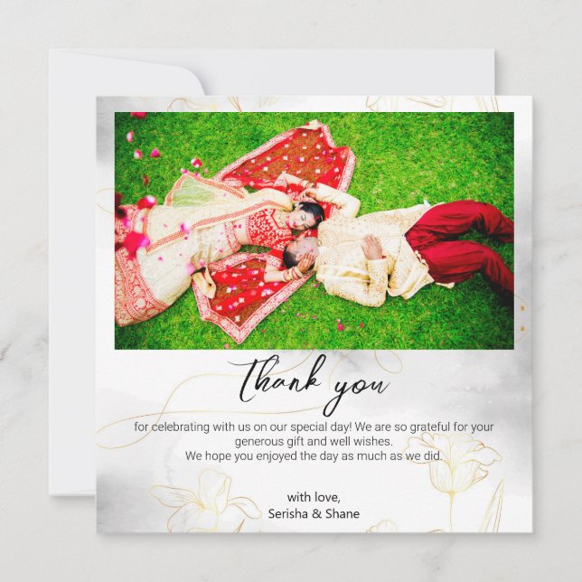 Personalised horizontal photo thank you card (Front)