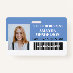 Personalised horizontal staff photo ID tag barcode ID Badge