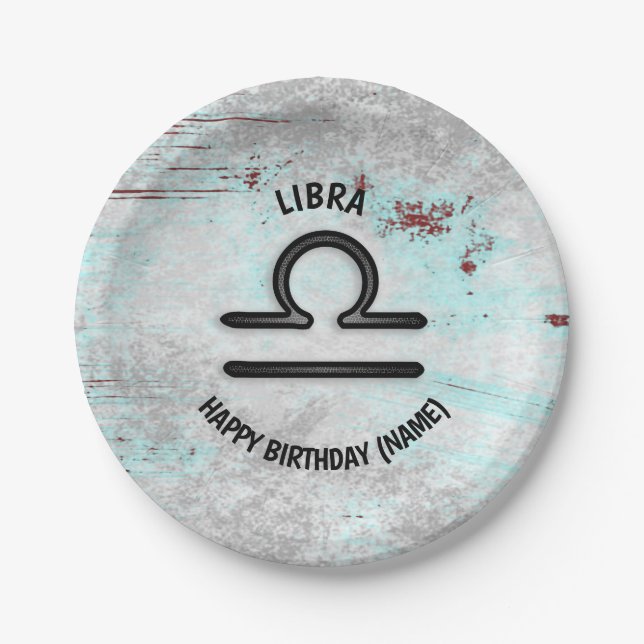 Personalised Horoscope Sign Libra Astrology Zodiac Paper Plate (Front)