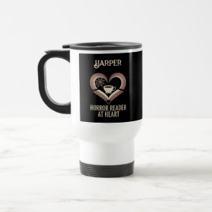 Personalised Horror Reader at Heart Cosy Vintage Travel Mug