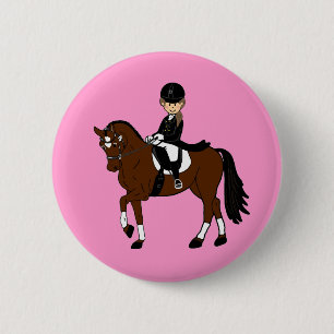 Personalised Horse and Rider Dressage Accessory 6 Cm Round Badge