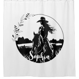 Personalised Horse Cowgirl Western Equestrian Shower Curtain