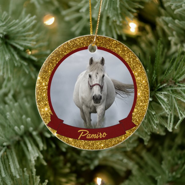 Personalised Horse Pet Ornament Photo Name Year (Tree)