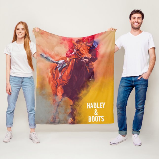 Personalised Horse Racing Custom Name Blanket (In Situ)