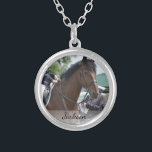 Personalised Horse Riding Equestrian Photo & Name Silver Plated Necklace<br><div class="desc">Your horse rider will love this beautiful necklace featuring a custom photo and name (or other text).  Makes a special keepsake memory for all the hard work a dedication - awesome for riding instructor's too!</div>