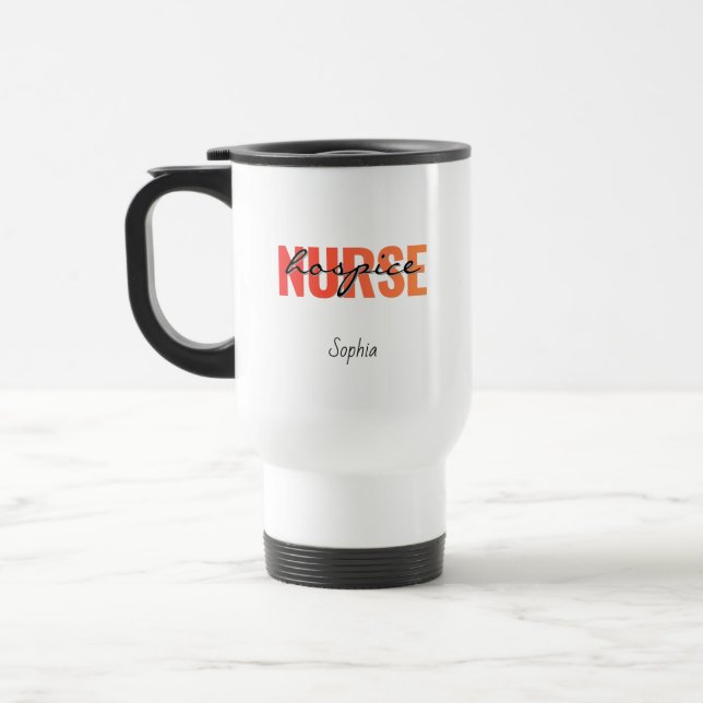 Personalised Hospice Nurse Name Travel Mug (Left)