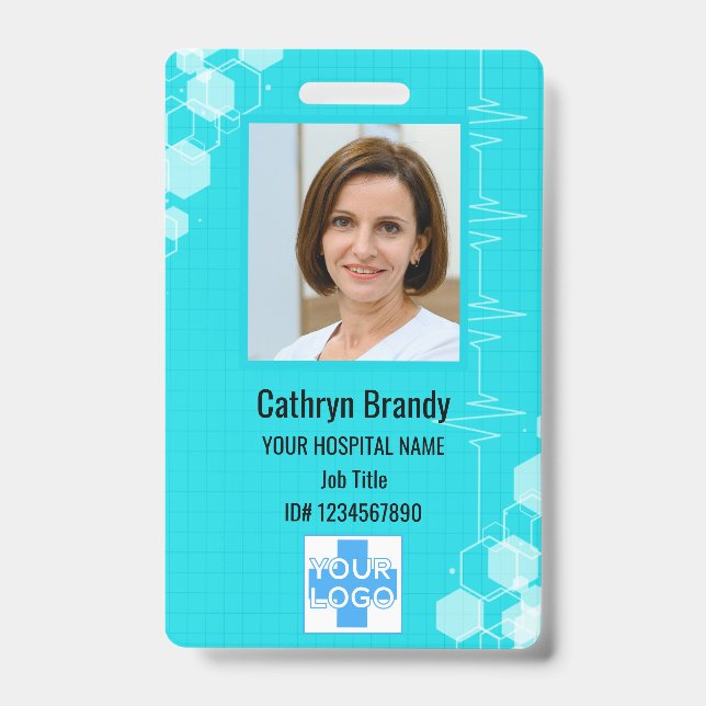 Personalised Hospital Employee ID, Photo and Name ID Badge (Front)
