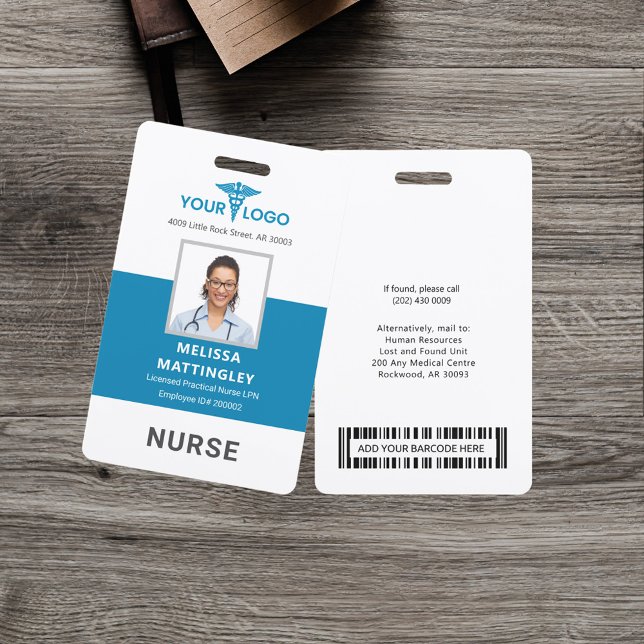 Personalised Hospital Employee Logo and Photo ID Badge (Medical Assistant Employee Photo ID Badge)