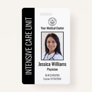 Personalised Hospital Employee Logo Photo Black ID ID Badge