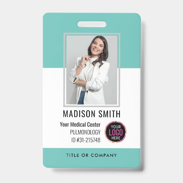 Personalised Hospital Employee Logo & Photo ID Bad Badge (Front)
