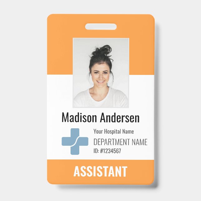 Personalised Hospital Employee Logo & Photo ID Bad Badge (Front)