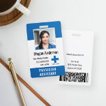 Personalised Hospital Employee Logo & Photo ID ID Badge<br><div class="desc">Personalise these vertical medical personnel badges with an employee photo and name, along with multiple custom text fields for hospital or healthcare facility name, unit or floor, title abbreviation, employee ID number, or valid through date, along with the medical centre logo. The title or role appears along the bottom in...</div>