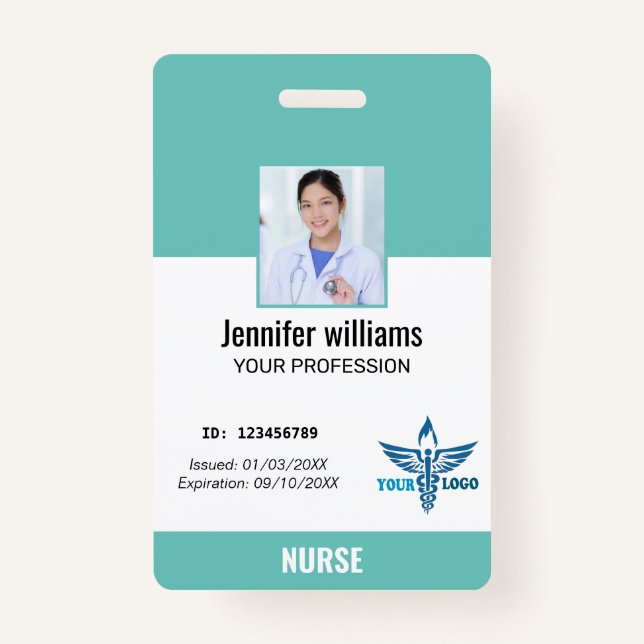 Personalised Hospital Employee Logo & Photo ID ID Badge (Front)
