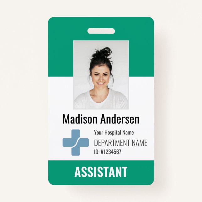 Personalised Hospital Employee Logo & Photo ID ID Badge (Front)
