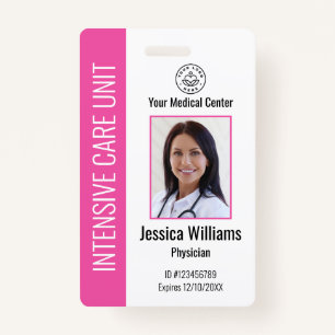 Personalised Hospital Employee Logo Photo Pink ID ID Badge