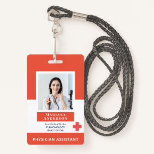 Personalised Hospital Employee Logo & Photo Red ID Badge