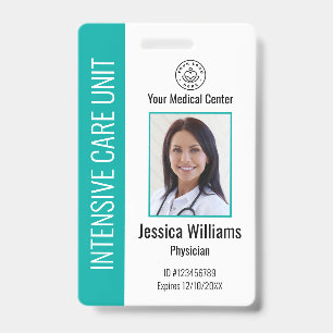 Personalised Hospital Employee Logo Photo Teal ID Badge