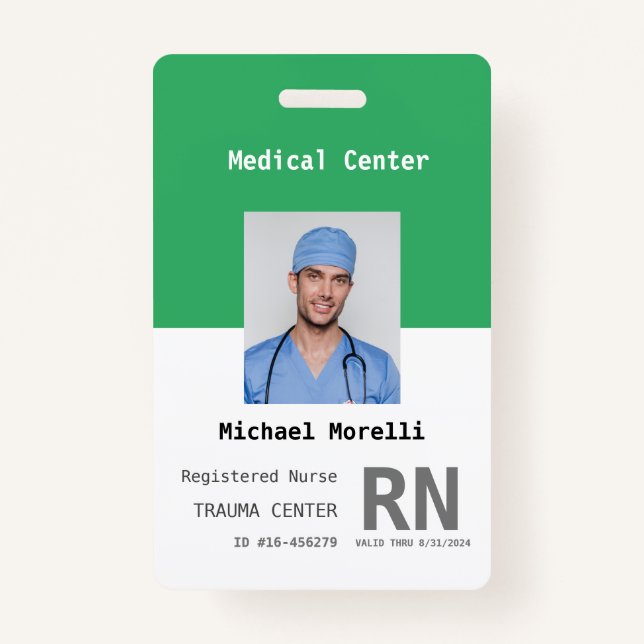 Personalised Hospital Employee Photo ID Badge (Front)