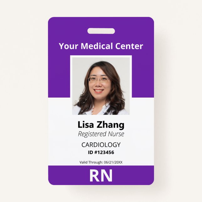 Personalised Hospital Employee Photo ID Badge (Front)