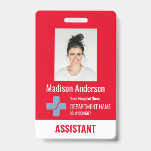 Personalised Hospital Employee Total red ID Badge