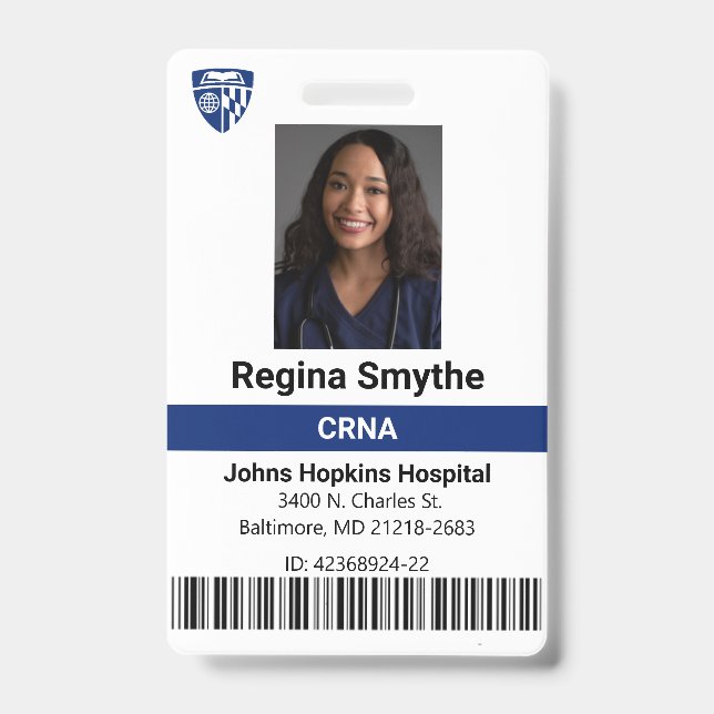 Personalised Hospital Medical ID Badge Template (Front)