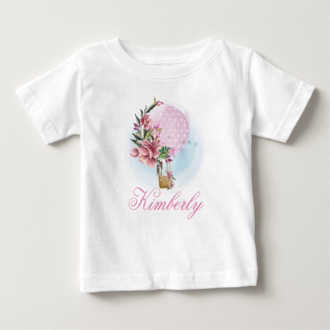 Personalised Hot Air Balloon Birthday Baby T-Shirt (Front)