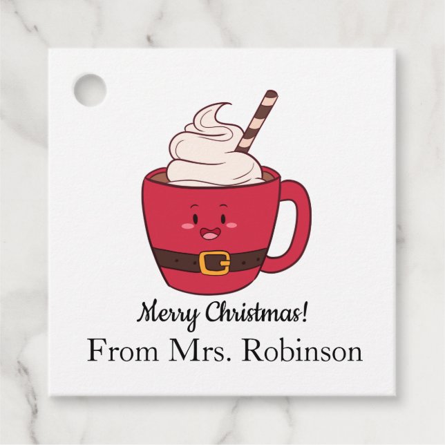 Personalised Hot Chocolate Christmas Favour Tag (Front)