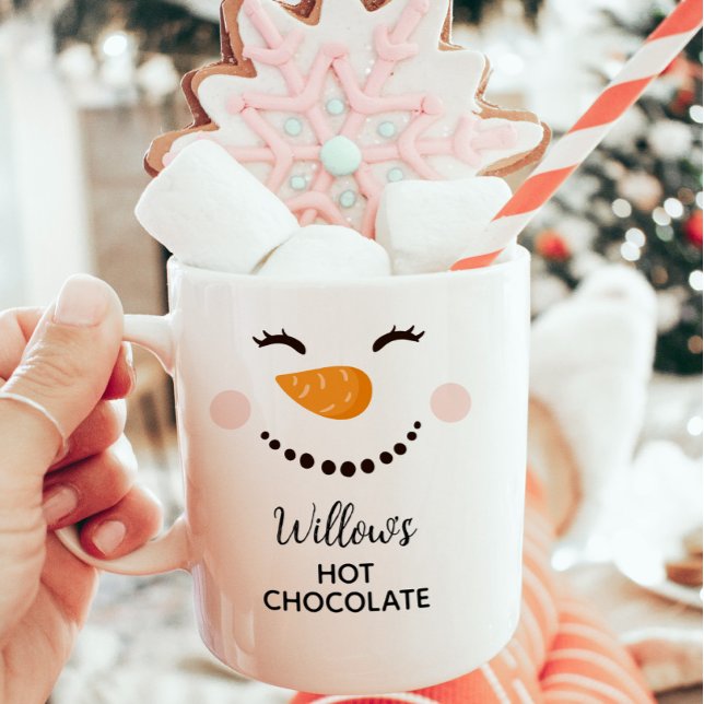Personalised Hot Chocolate Snowman Kids Coffee Mug (Snowman Hot Chocolate Mug, Gift for Kids, Christmas Gift)