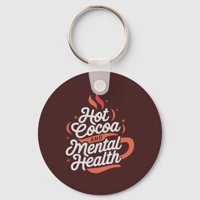 Personalised Hot Cocoa & Mental Health Key Ring (Front)