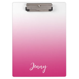 Personalised Hot Fuchsia Pink and White Gradient L Clipboard