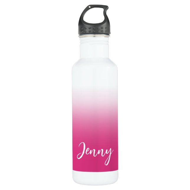 Personalised Hot Fuchsia Pink Gradient 710 Ml Water Bottle (Front)